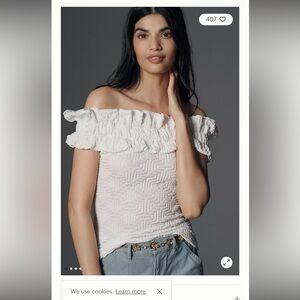 Anthropologie NWT Maeve White Off-Shoulder Ruffle Blouse Size Small S